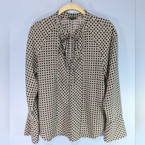 Ann Taylor Geometric Tie Neck Top